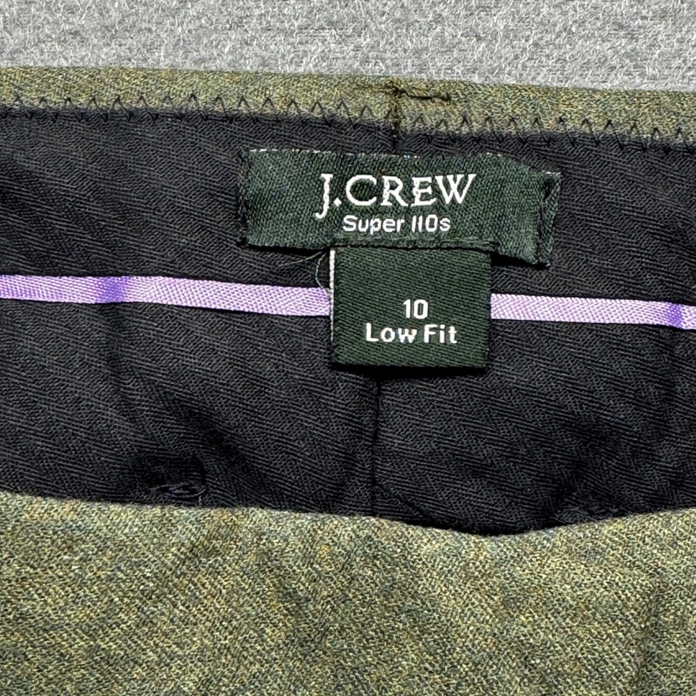 J.Crew Super 110s Wool Wide Leg Cuffed Dress Pants 10 Olive Green Low Fit 70334 - Picture 4 of 10